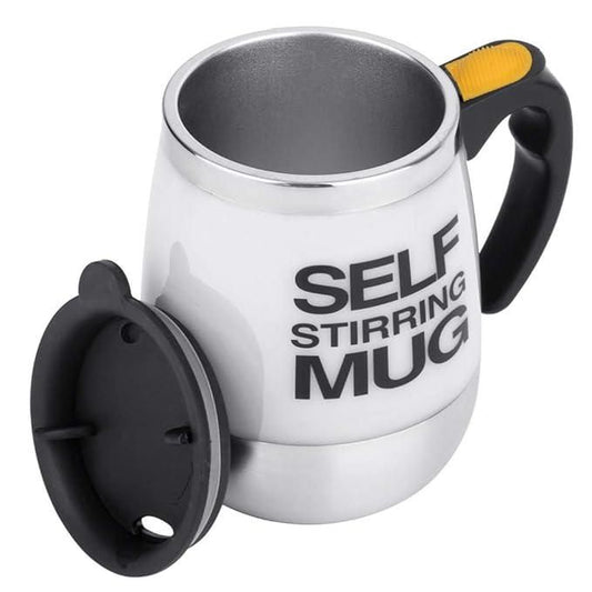 Stainless Steel Self-Stirring Mug with Battery Operation